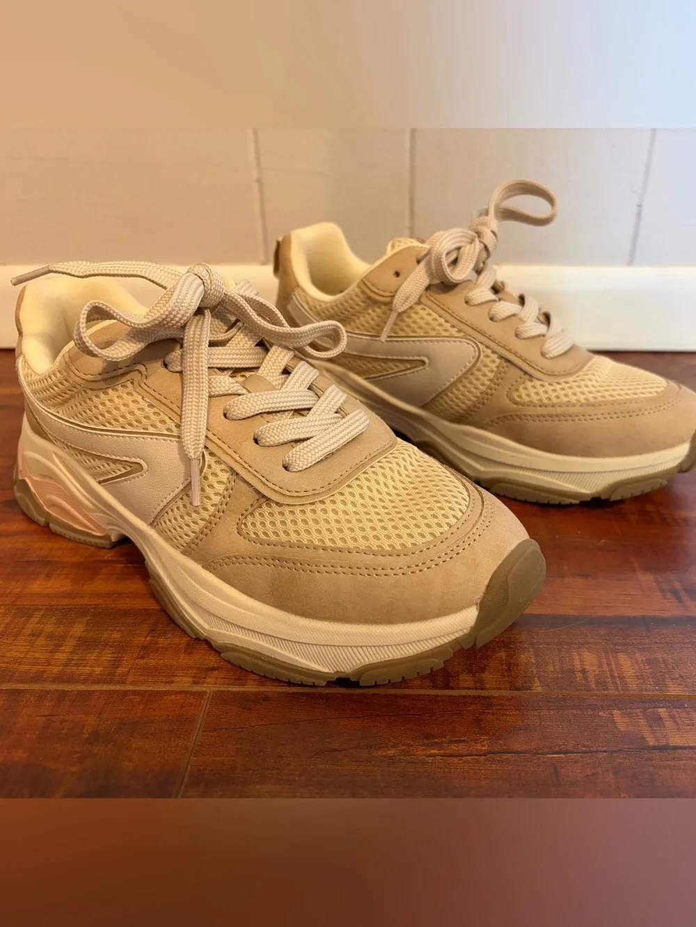 Dolce Vita Beige/Tan Chunky Mesh Sneakers